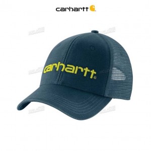 Carhartt Canvas Mesh-Back Logo Graphic Cap Night Blue | IN0002389