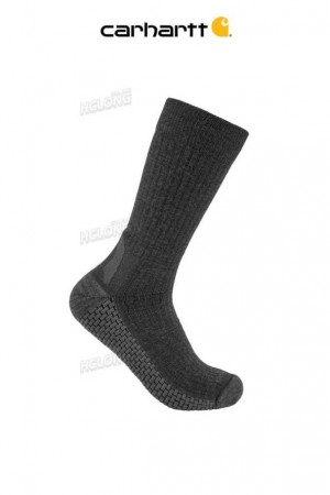 Carhartt Force Grid Midweight Merino Wool Blend Crew Sock Carbon Heather | IN0002739