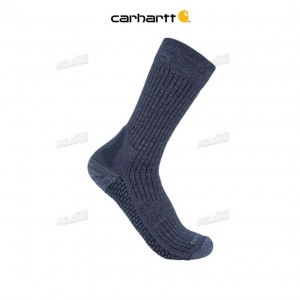 Carhartt Force Grid Midweight Merino Wool Blend Crew Sock Navy Heather | IN0002741