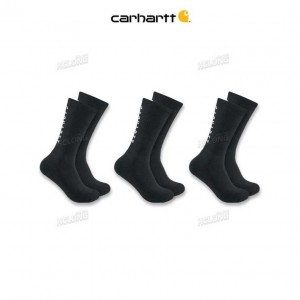 Carhartt Force Midweight Logo Crew Sock 3-Pack Black | IN0002751