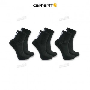 Carhartt Force Midweight Logo Short Crew Sock 3-Pack Black | IN0002815