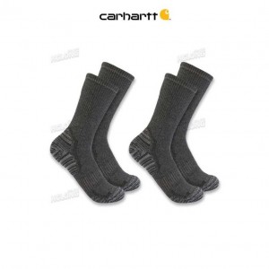 Carhartt Force Midweight Synthetic-Wool Blend Crew Sock 2-Pack Charcoal | IN0002726