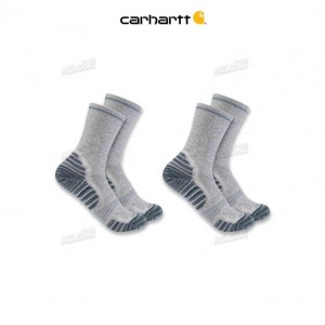 Carhartt Force Midweight Synthetic-Wool Blend Crew Sock 2-Pack Asphalt Heather Nep | IN0002728