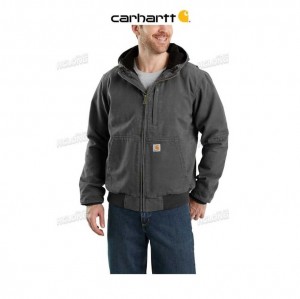 Carhartt Full Swing Loose Fit Washed Duck Fleece-Lined Active Jac Gravel | IN0000127