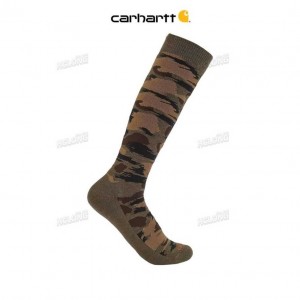 Carhartt Heavyweight Camo Over-The-Calf Sock Brown Blind Duck Camo | IN0002773