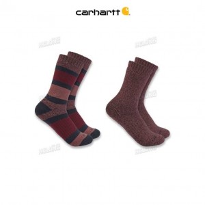 Carhartt Heavyweight Crew Sock 2-Pack Burgundy | IN0002705