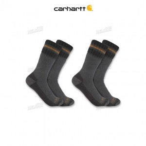 Carhartt Heavyweight Synthetic-Wool Blend Boot Sock 2-Pack Carbon Heather | IN0002670