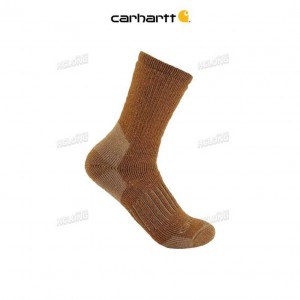 Carhartt Heavyweight Synthetic-Wool Blend Crew Sock Oiled Walnut | IN0002710