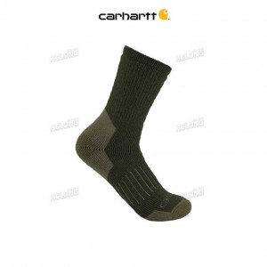 Carhartt Heavyweight Synthetic-Wool Blend Crew Sock Moss | IN0002712