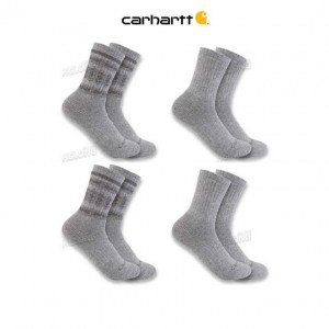 Carhartt Heavyweight Synthetic-Wool Blend Crew Sock 4-Pack HEATHER GREY | IN0002714