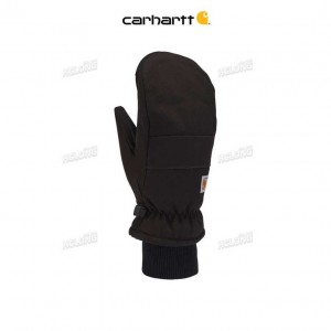 Carhartt Insulated Duck Synthetic Leather Knit Cuff Mitt Black | IN0002615