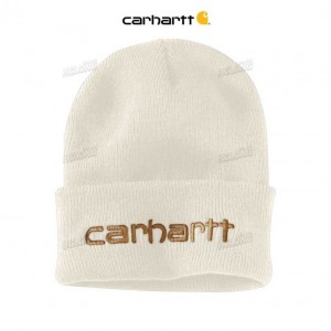 Carhartt Knit Insulated Logo Graphic Cuffed Beanie Winter White | IN0002242