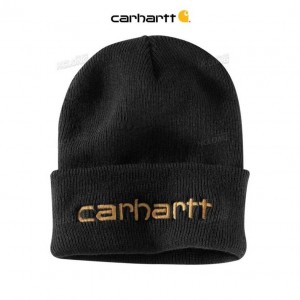 Carhartt Knit Insulated Logo Graphic Cuffed Beanie Black | IN0002243