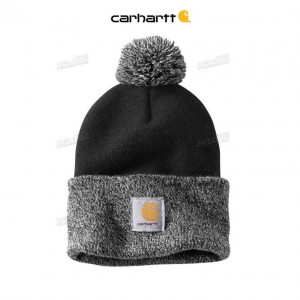 Carhartt Knit Pom-Pom Cuffed Beanie Black | IN0002239