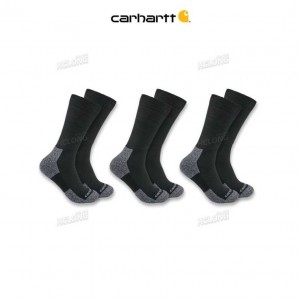 Carhartt Lightweight Stretch Top Crew Sock 3-Pack Black | IN0002697