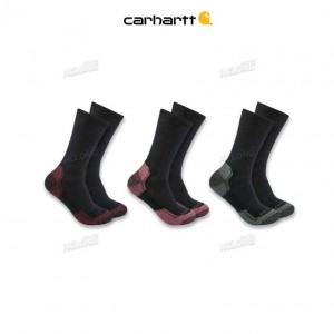 Carhartt Midweight Cotton Blend Crew Sock 3 Pack Black | IN0002699