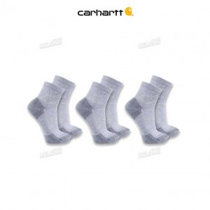 Carhartt Midweight Cotton Blend Quarter Sock 3-Pack Gray | IN0002784