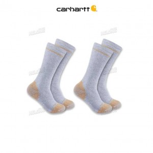 Carhartt Midweight Cotton Blend Steel Toe Boot Sock 2-Pack Gray | IN0002656