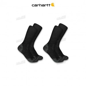 Carhartt Midweight Synthetic-Wool Blend Crew Sock 2-Pack Black | IN0002749