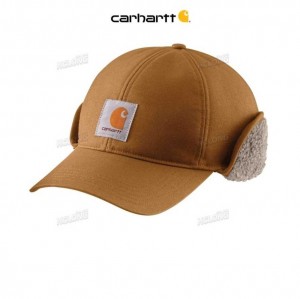 Carhartt Rain Defender Canvas Earflap Cap Brown | IN0002404