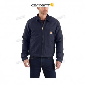 Carhartt Relaxed Fit Duck Blanket-Lined Detroit Jacket Navy | IN0000137