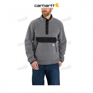 Carhartt Relaxed Fit Fleece Snap Front Jacket Granite Heather | IN0000181