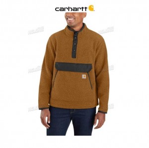 Carhartt Relaxed Fit Fleece Snap Front Jacket Brown | IN0000183