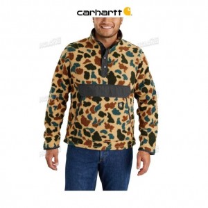 Carhartt Relaxed Fit Fleece Snap Front Jacket 1972 Duck Camo | IN0000184