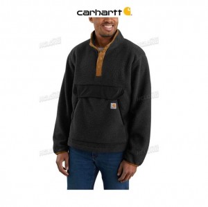 Carhartt Relaxed Fit Fleece Snap Front Jacket Black | IN0000185