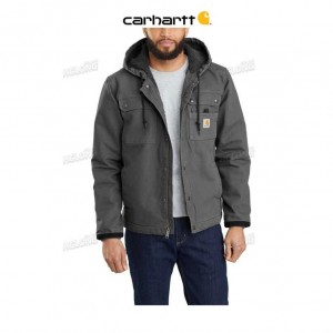 Carhartt Relaxed Fit Washed Duck Sherpa-Lined Utility Jacket Gravel | IN0000132