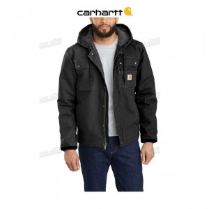 Carhartt Relaxed Fit Washed Duck Sherpa-Lined Utility Jacket Black | IN0000136