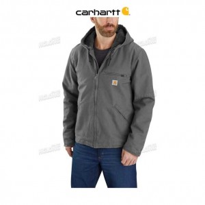 Carhartt Relaxed Fit Washed Duck Sherpa-Lined Jacket Gravel | IN0000166