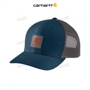 Carhartt Rugged Flex Twill Mesh-Back Logo Patch Cap Night Blue | IN0002408