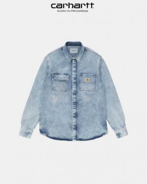 Carhartt Wip Salinac Shirt Jacket Blue (light used wash) | IN0000095