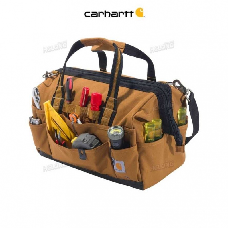 Carhartt 16-Inch 30 Pocket Heavyweight Tool Bag Brown | IN0002186