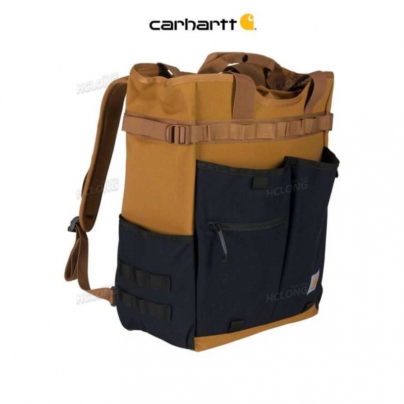 Carhartt 28L Nylon Cinch-Top Convertible Tote Brown | IN0002219