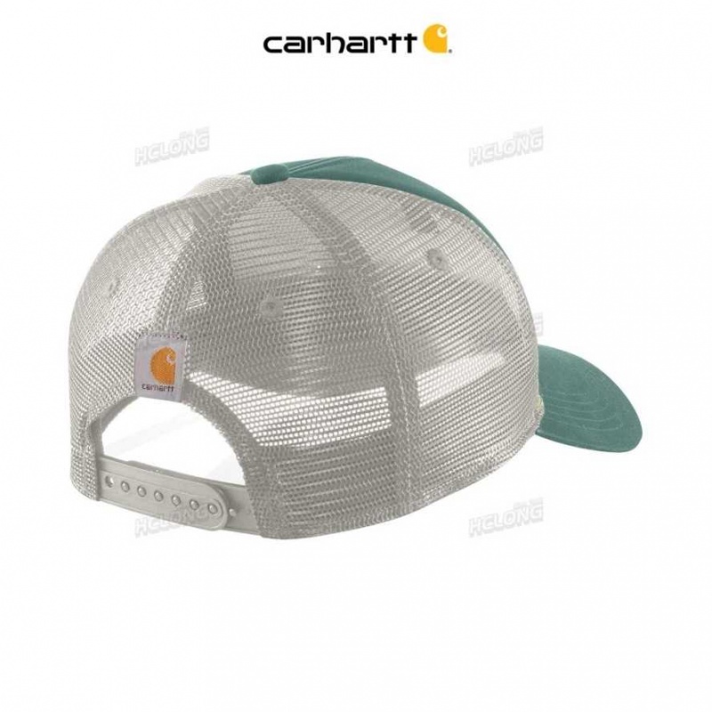 Carhartt Canvas Mesh-Back Crafted Patch Cap Slate Green | IN0002423