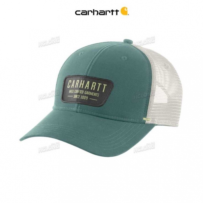 Carhartt Canvas Mesh-Back Crafted Patch Cap Slate Green | IN0002423