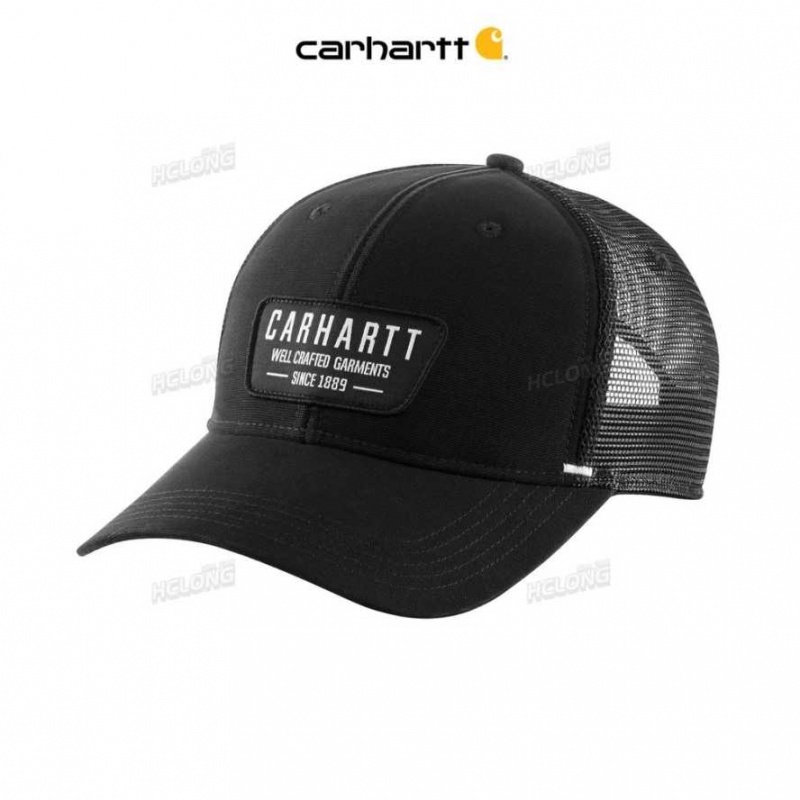 Carhartt Canvas Mesh-Back Crafted Patch Cap Black | IN0002426