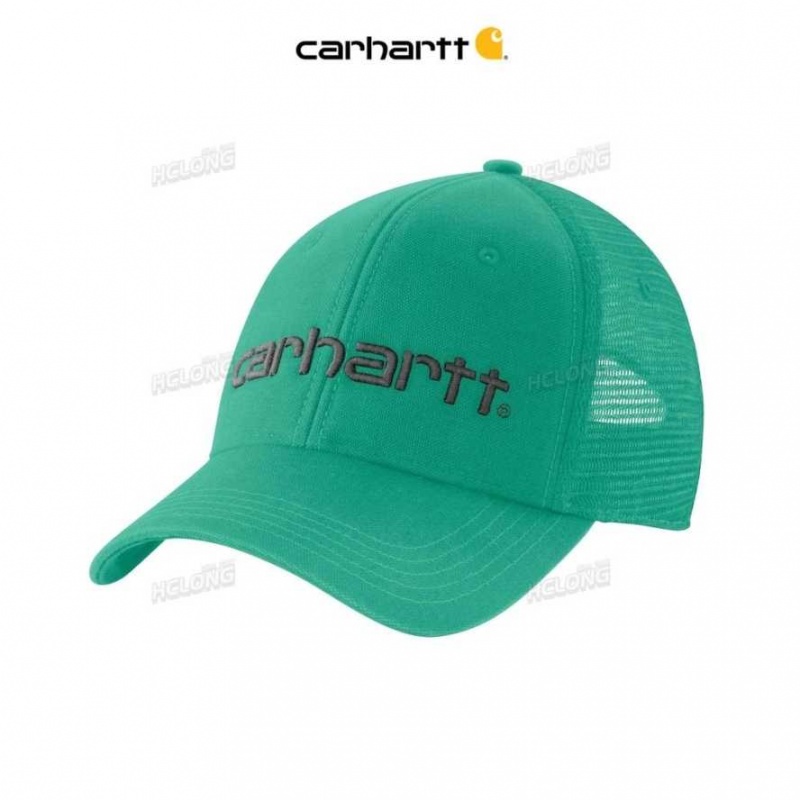 Carhartt Canvas Mesh-Back Logo Graphic Cap Sea Green | IN0002385