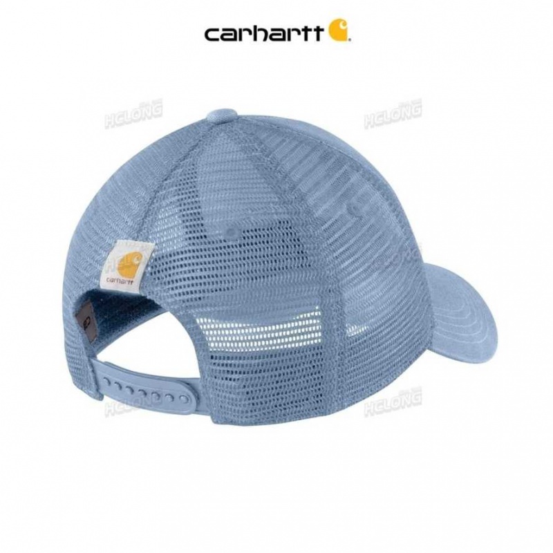 Carhartt Canvas Mesh-Back Logo Graphic Cap Alpine Blue | IN0002386