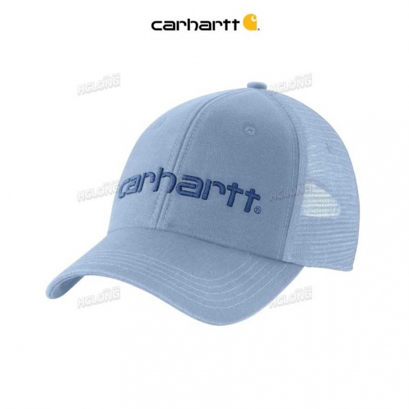 Carhartt Canvas Mesh-Back Logo Graphic Cap Alpine Blue | IN0002386