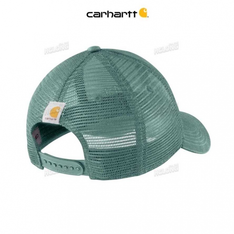 Carhartt Canvas Mesh-Back Logo Graphic Cap Slate Green | IN0002388