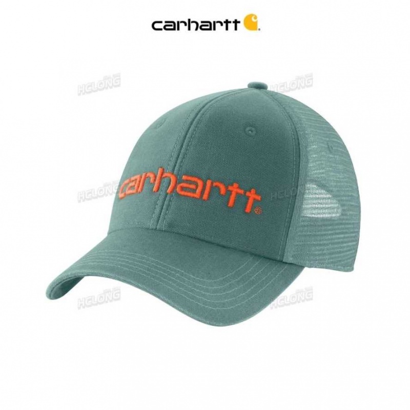 Carhartt Canvas Mesh-Back Logo Graphic Cap Slate Green | IN0002388