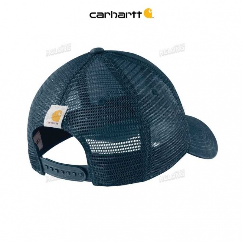 Carhartt Canvas Mesh-Back Logo Graphic Cap Night Blue | IN0002389