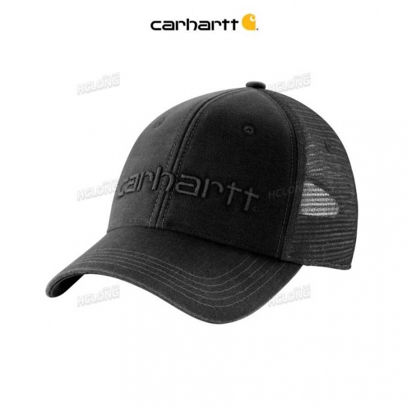 Carhartt Canvas Mesh-Back Logo Graphic Cap Black | IN0002390