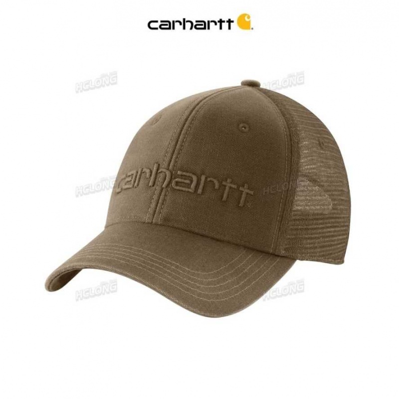 Carhartt Canvas Mesh-Back Logo Graphic Cap Light Brown | IN0002391