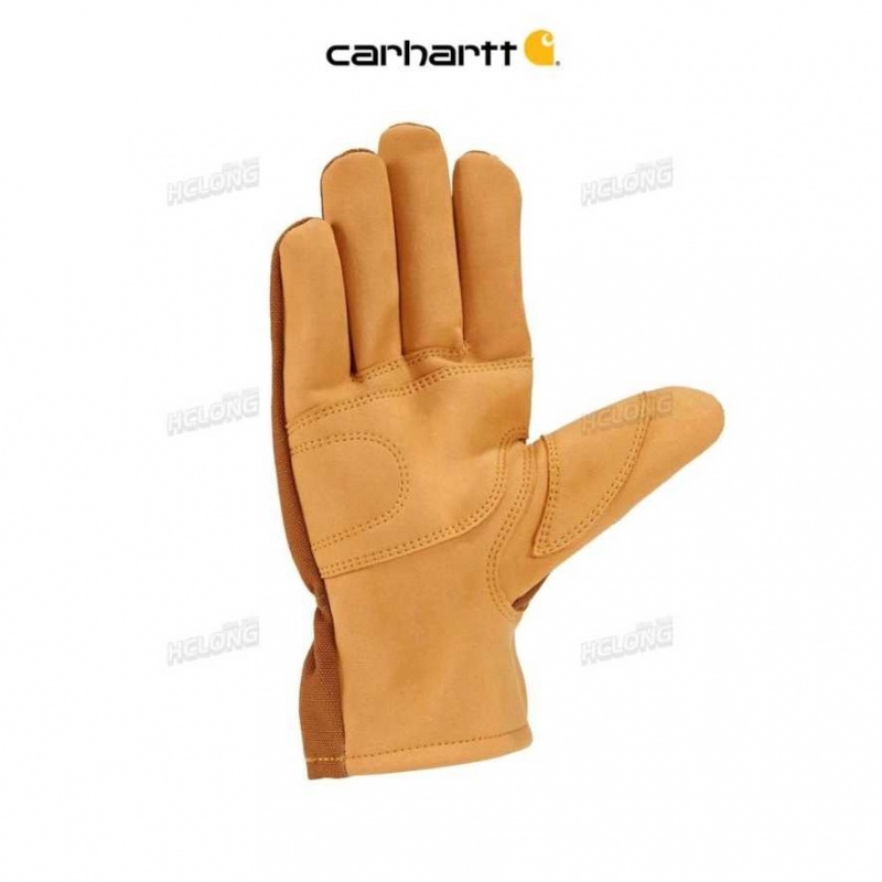 Carhartt Duck Synthetic Leather Open Cuff Glove Brown | IN0002545