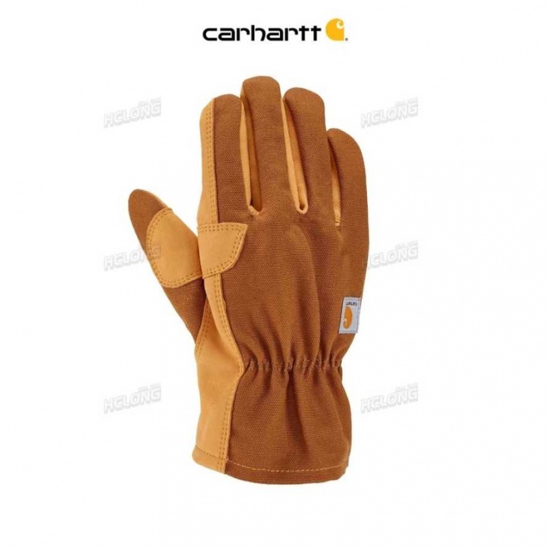 Carhartt Duck Synthetic Leather Open Cuff Glove Brown | IN0002545