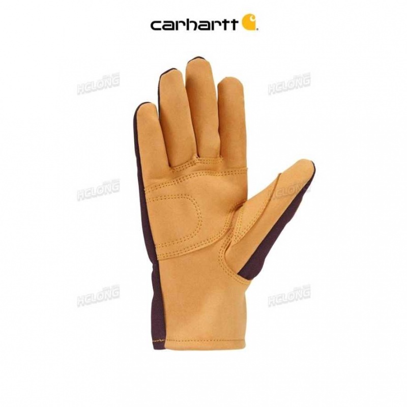 Carhartt Duck Synthetic Leather Open Cuff Glove Berry | IN0002546